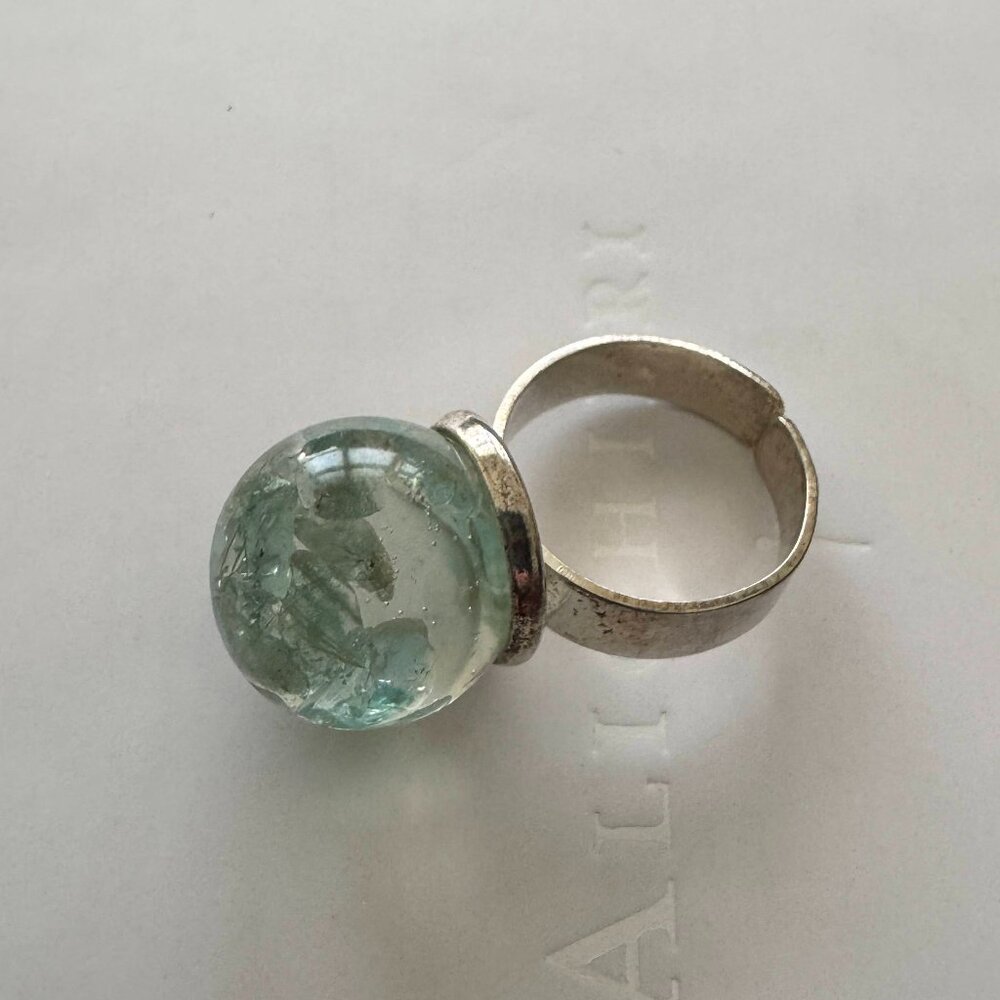 Handcrafted Silver & Resin Statement Ring - image 1